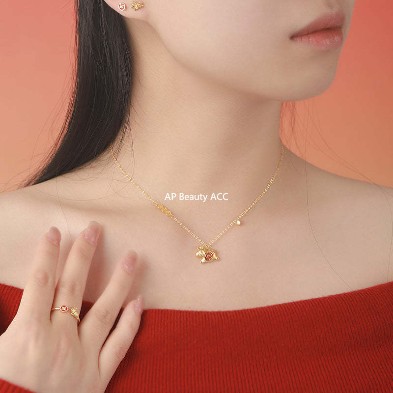 B관 - 999 실버 말 동전 디자인 귀걸이 목걸이 반지 [YC3989E_1 YC10302E_1 YC2294N_1] 25.11-2