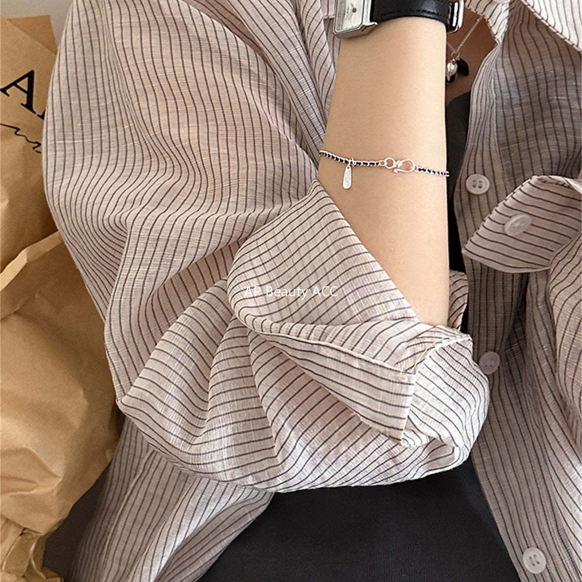 A관 - 925 실버 스마일 웨이브 체인 팔찌 [SL-482] 25.09-4