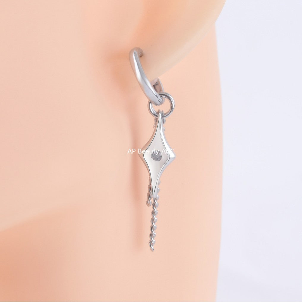 G관 - 큐빅 별 드롭 디자인 링 귀걸이 [ER859] 25.10-1