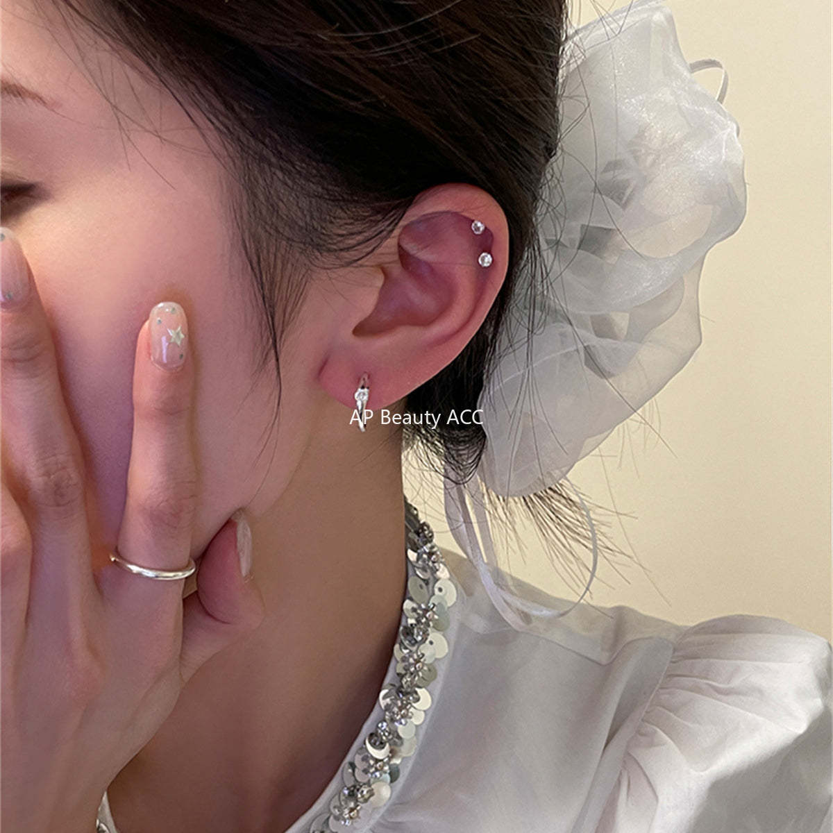 A관 - 925 은침 심플 링 큐빅 후프 귀걸이 [EH-3670] 25.08-3