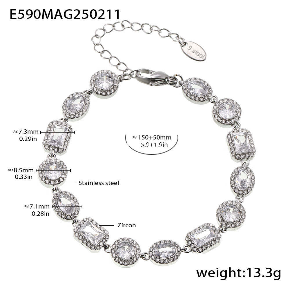 D관 - 기하학 패턴 풀 큐빅 스테인리스 스틸 팔찌 [E590] 25.02-2