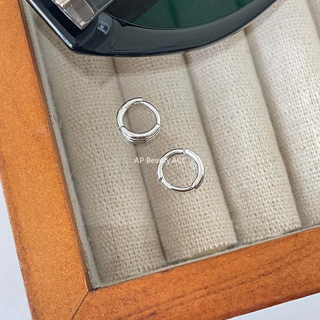 A관 - 925 은침 겹처진 코일 모양 링 귀걸이 [EH-3132.SJ] 25.12-2