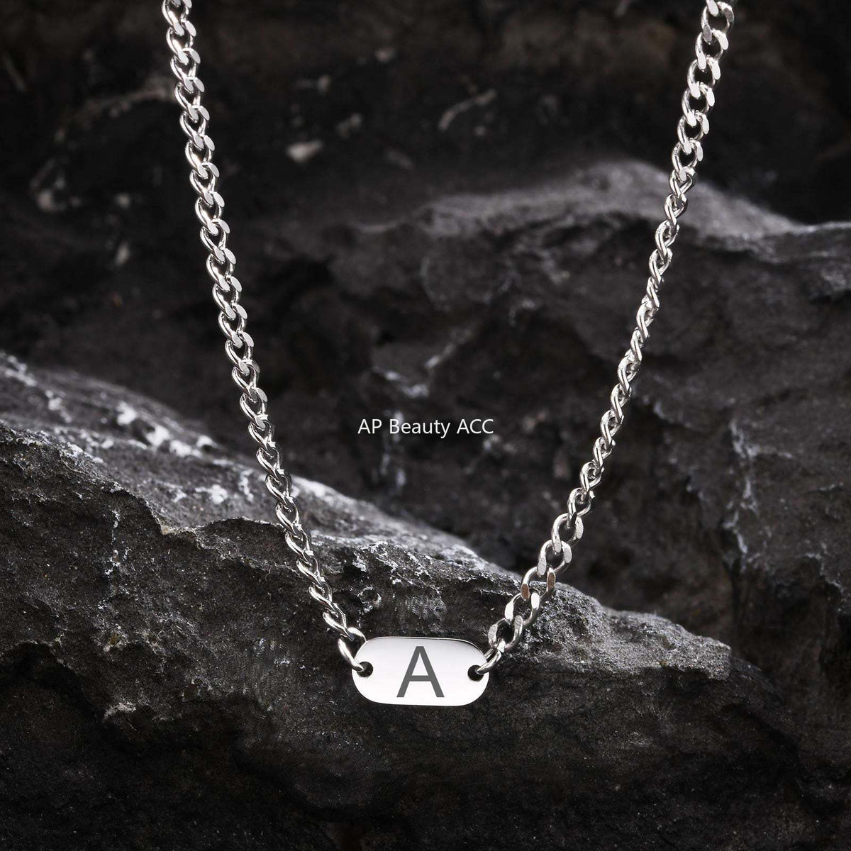 G관 - 무광 체인 오벌 펜던트 알파벳 스테인리스 목걸이 [NC-1898S] 25.11-3