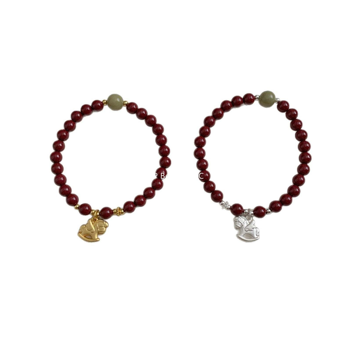 A관 - 유니콘 말 펜던트 천연 마노 925 실버 비즈 팔찌 [1635] 25.12-3