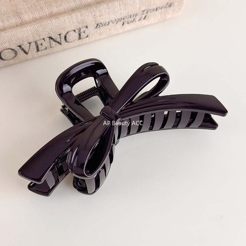 E관 - 초콜릿 브라운 리본 디자인 집게핀 [27614] 25.10-5