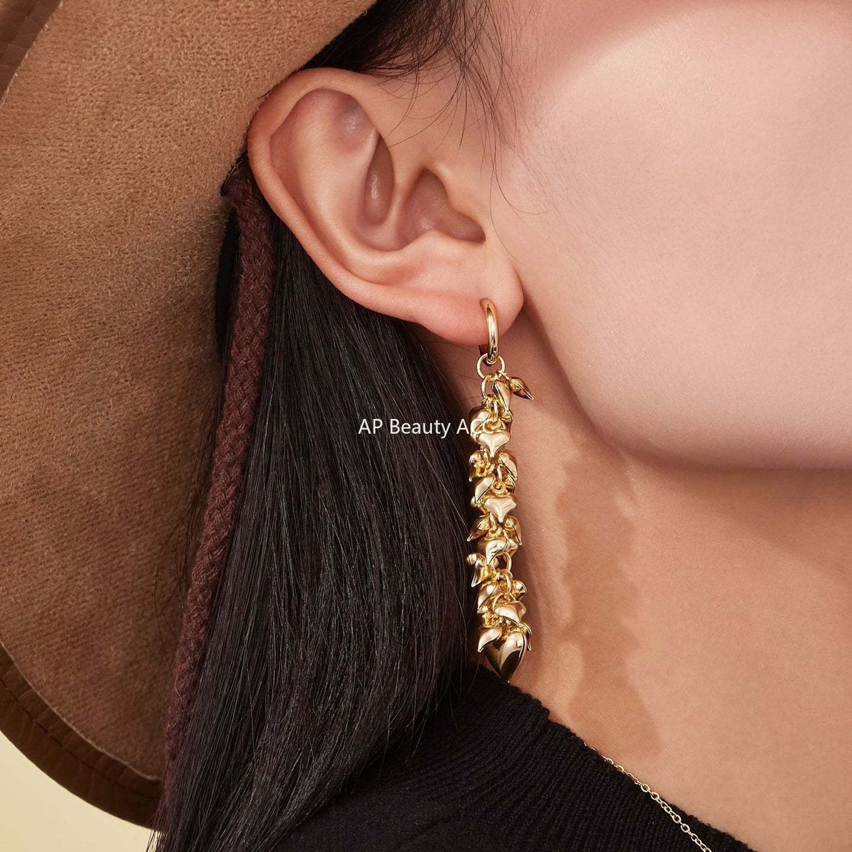 D관 - 스테인리스 스틸 하트 핸드메이드 18K 도금 목걸이 귀걸이 [TXP480] 25.11-4