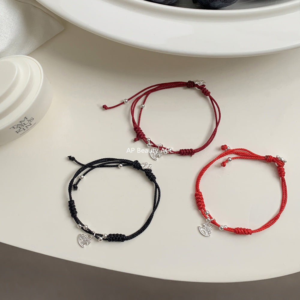 A관 - 925 실버 플라워 말 펜던트 조절 스트랩 팔찌 [1602] 25.11-2