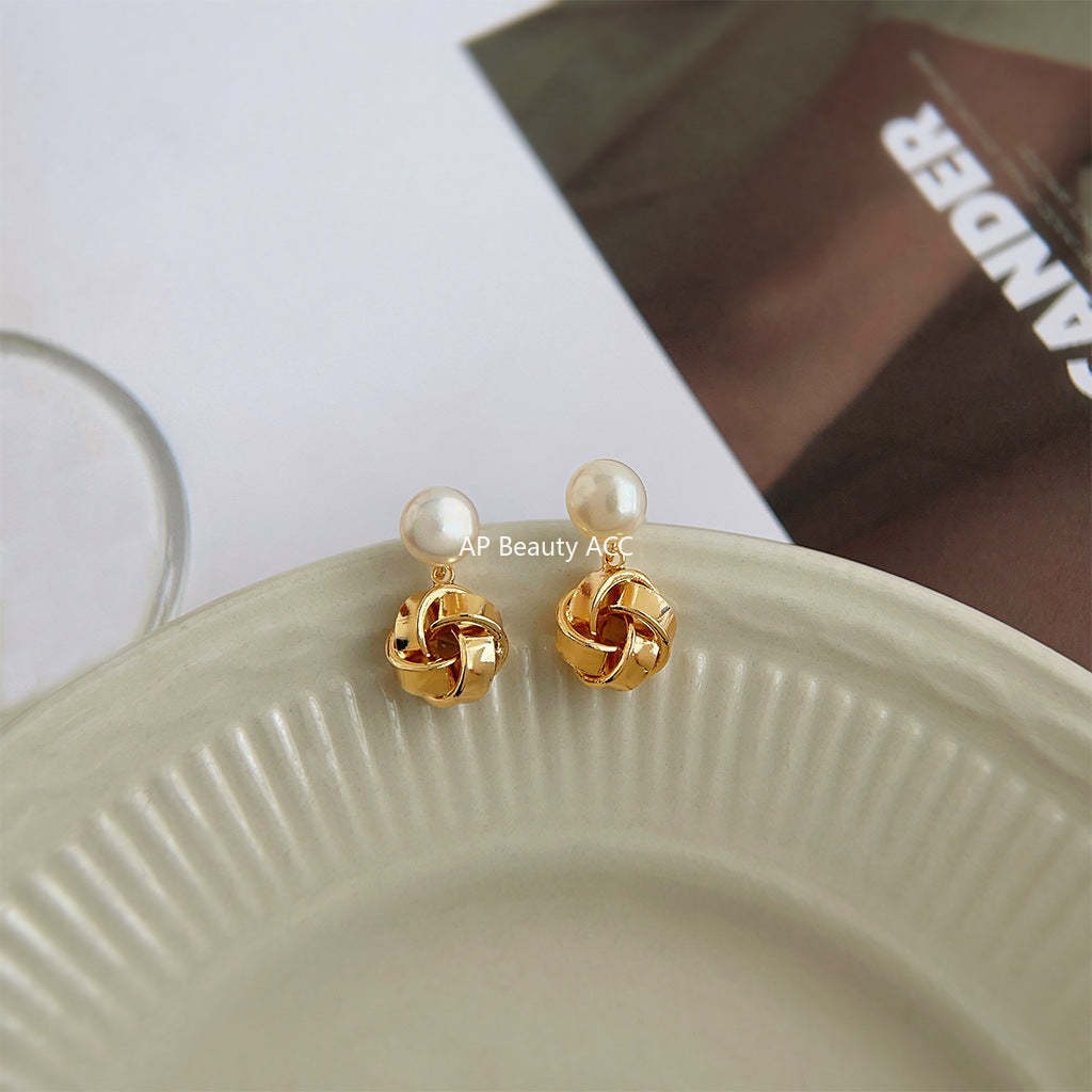 C관 - 담수 진주 고급스러운 14K 도금 은침 귀걸이 [4057] 24.05-4