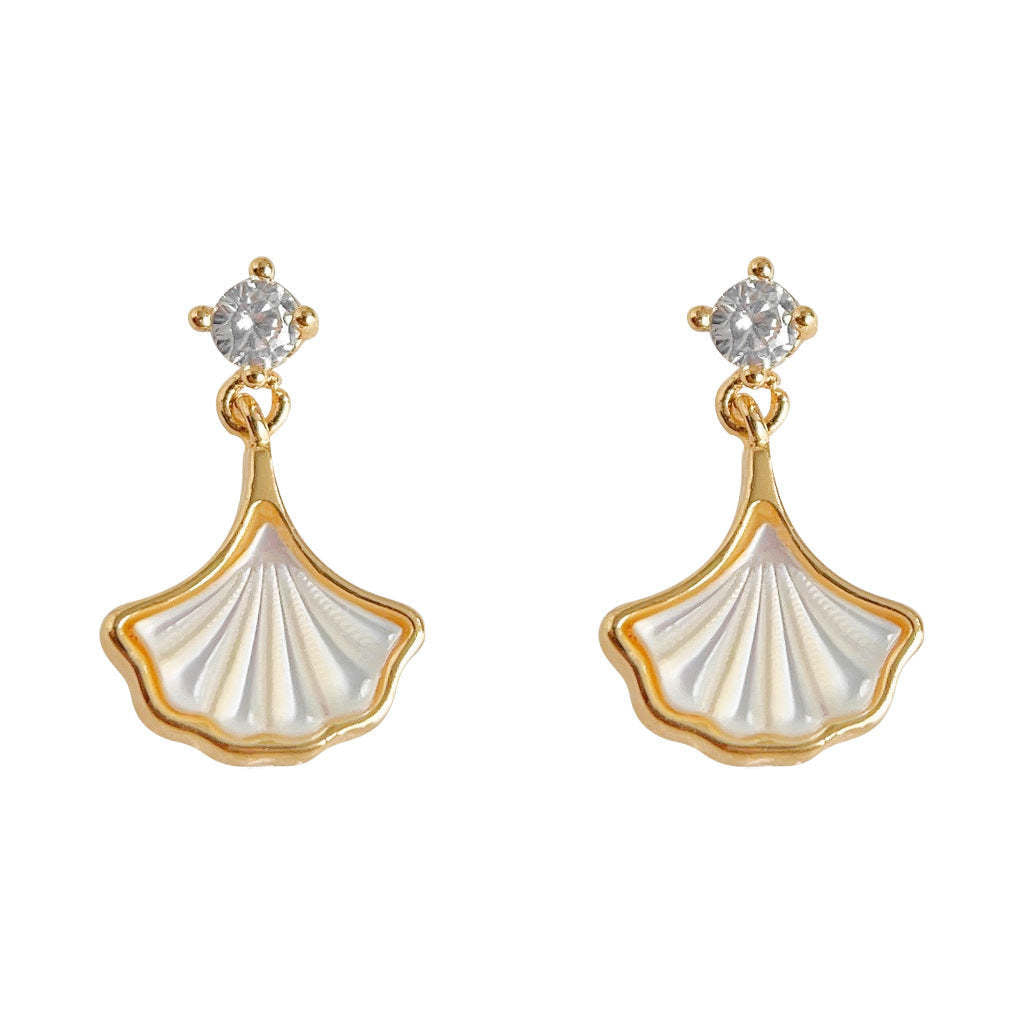 C관 - 은침 은행잎 디자인 미니 14K 도금 귀걸이 [3574] 24.04-2