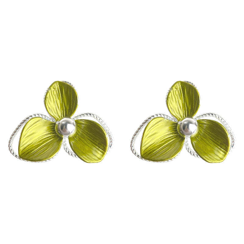 C관 - 그린 클로버 플라워 은침 귀걸이 [5864] 25.04-3