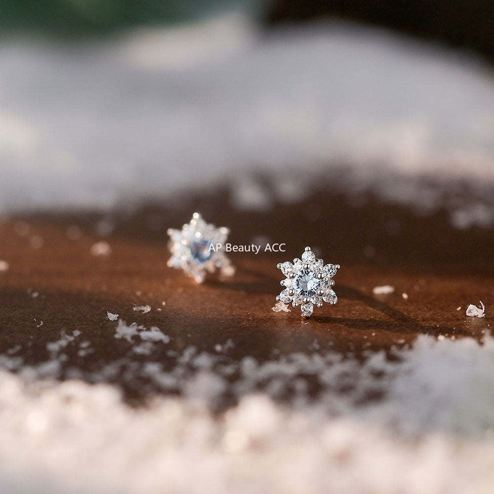 B관 - 999 실버 눈꽃 모양 큐빅 귀걸이 [YC5733E_2] 25.12-3