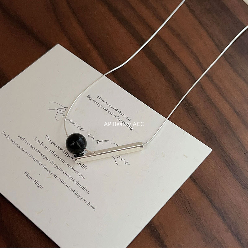 F관 - 925 실버 블랙 오닉스 스퀘어 목걸이 [B110] 25.10-1