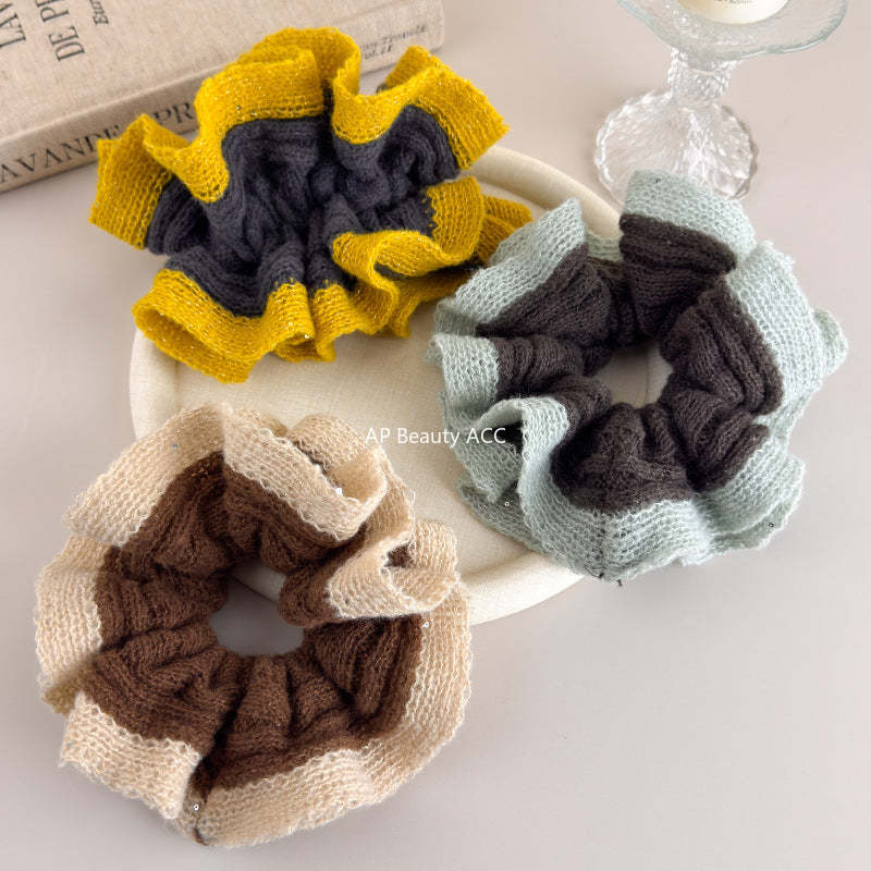 E관 - 배색 니트 소재 포니테일 곱창 헤어밴드 [27604] 25.10-4