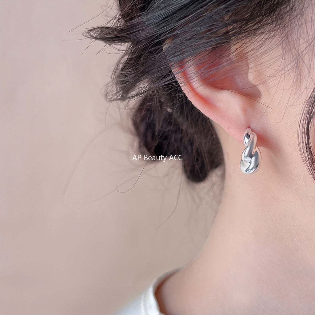 C관 - 프렌치 고급스러운 백금 도금 은침 귀걸이 [4092] 24.05-3