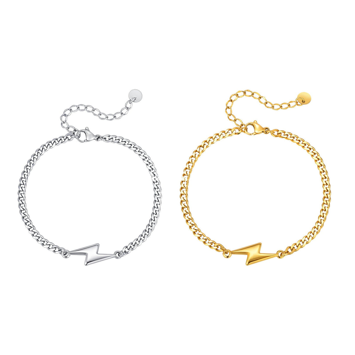 G관 - 스테인리스 스틸 번개 모양 펜던트 체인 팔찌 [BR-2620] 25.11-1