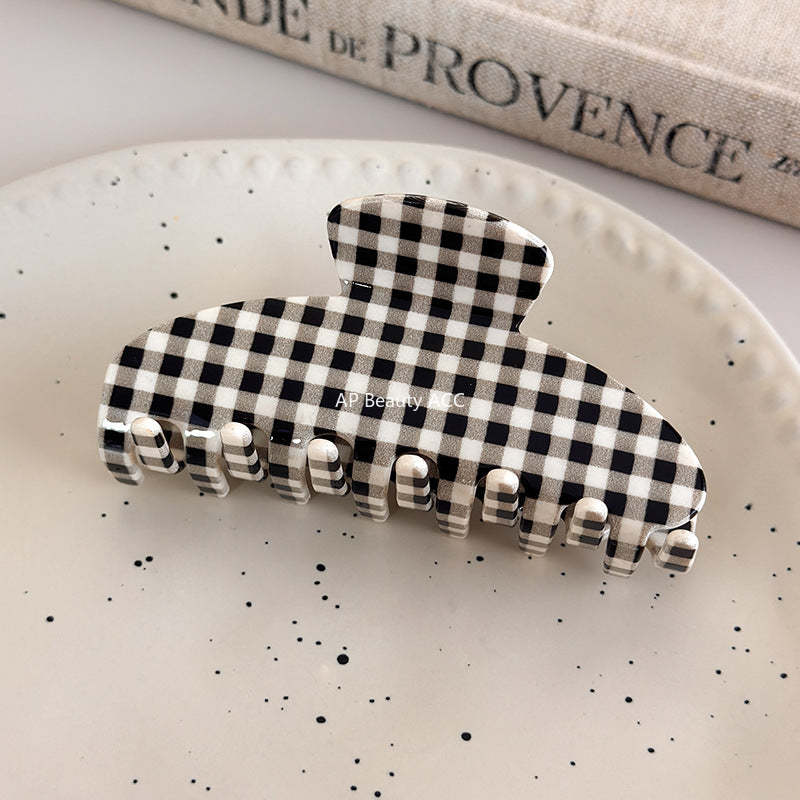 E관 - 아세테이트 체크무늬 심플 스타일 집게핀 [27612] 25.10-5