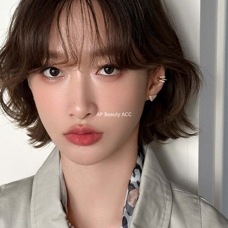 A관 - 입체 삼각형 모양 풀큐빅 스터드 귀걸이 [EH-4321] 25.12-3