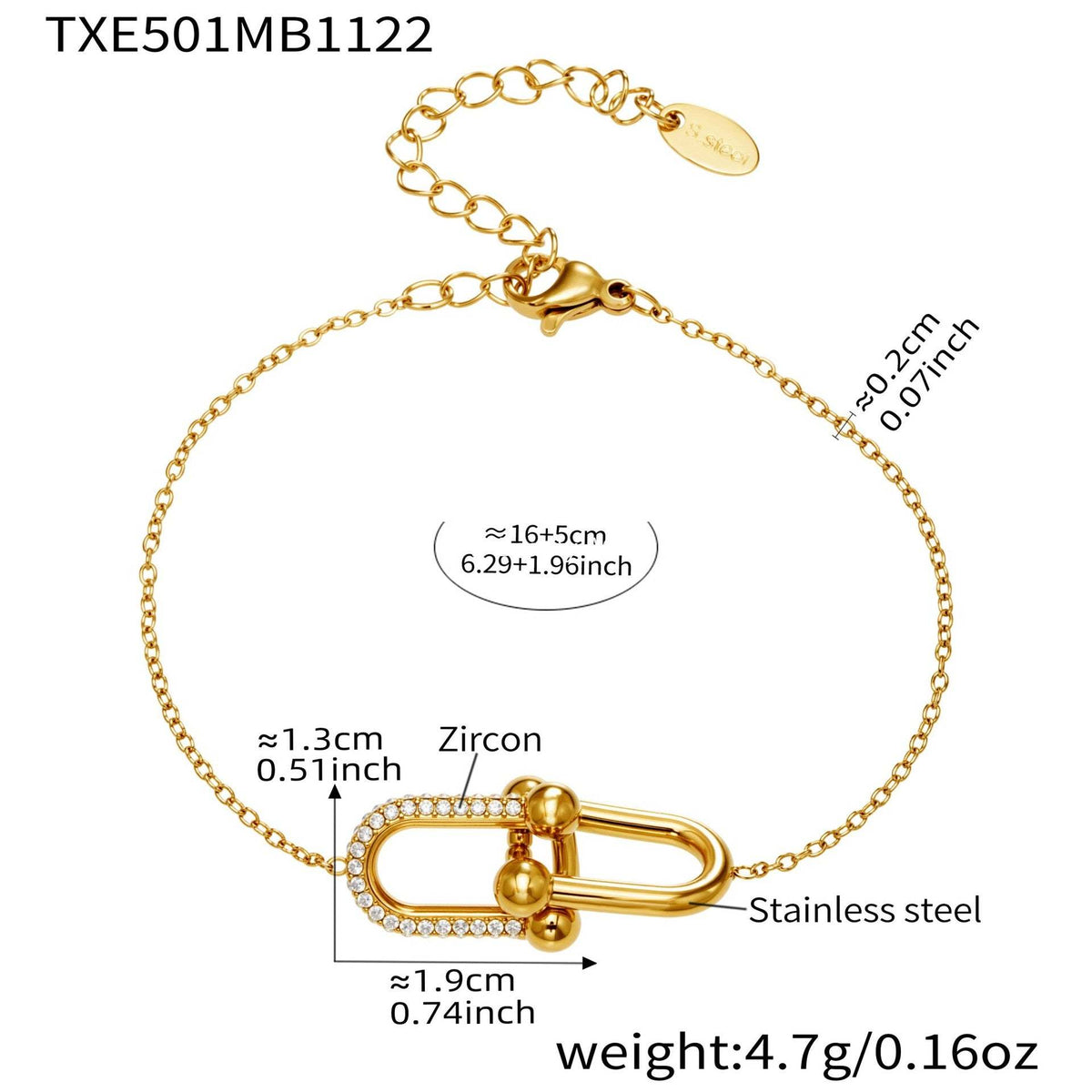 D관 - 스테인리스 스틸 말발굽 모양 큐빅 펜던트 18K 도금 귀걸이 반지 팔찌 목걸이 [TXP501] 25.11-4