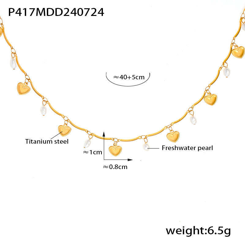 D관 - 티타늄 스틸 18K 도금 담수 진주 목걸이 [P417] 24.08-1