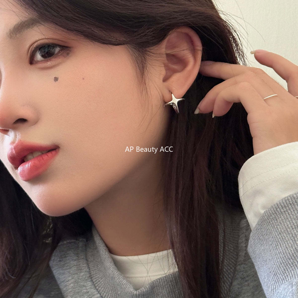 A관 - 사각별 링 디자인 귀찌 귀걸이 [EJ-58] 25.12-3