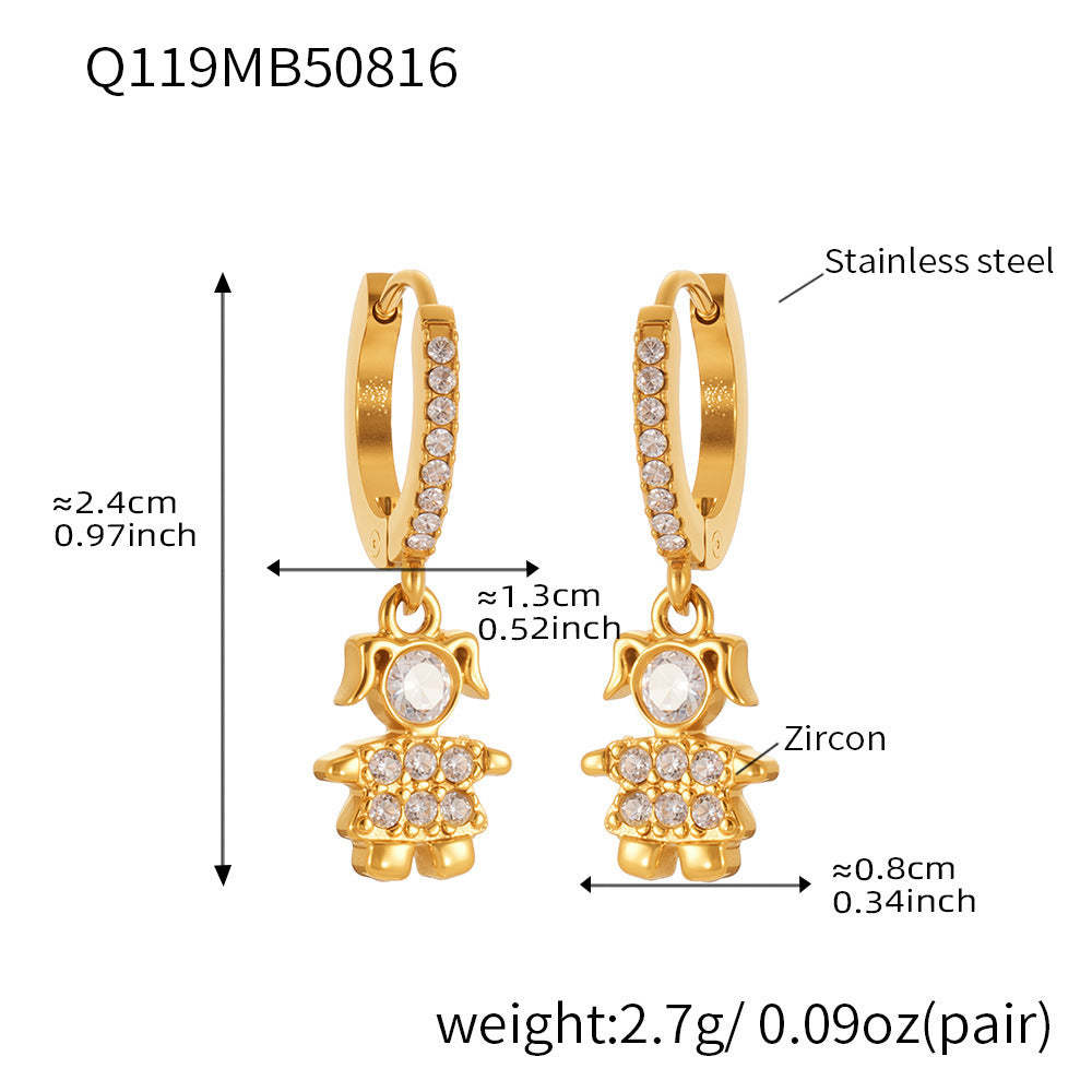 D관 - 스테인리스 스틸 18K 도금 동물 모양 큐빅 귀걸이 [Q114-Q124] 25.08-4