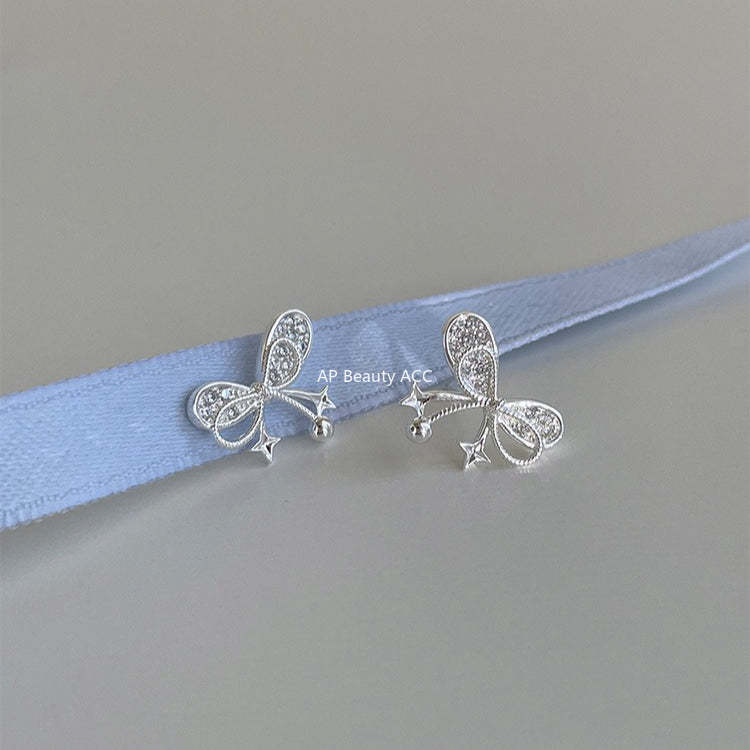 A관 - 925 은침 리본 별 큐빅 귀걸이 [EH-4329] 25.12-1