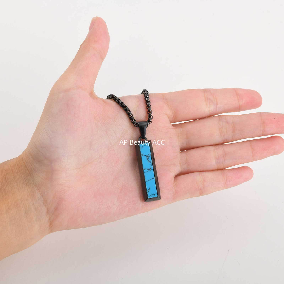 G관 - 스테인리스 오닉스 마노 터키석 펜던트 목걸이 [PN-2221] 25.11-1