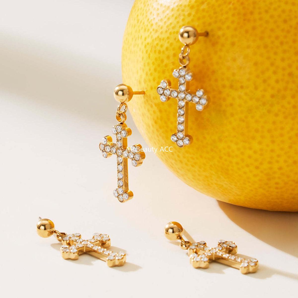 D관 - 스테인리스 스틸 십자가 큐빅 펜던트 목걸이 팔찌 귀걸이 반지 [TXP487] 25.11-4