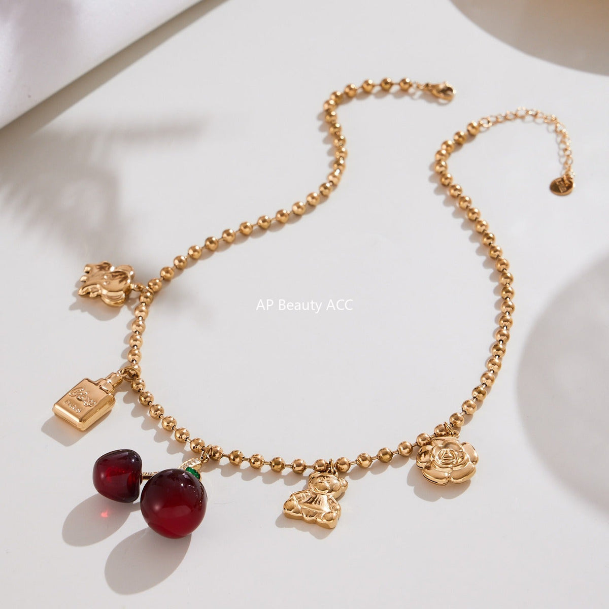 D관 - 18K 골드 도금 스테인리스 스틸 체리 펜던트 목걸이 팔찌 귀걸이 [TXP420] 25.10-1