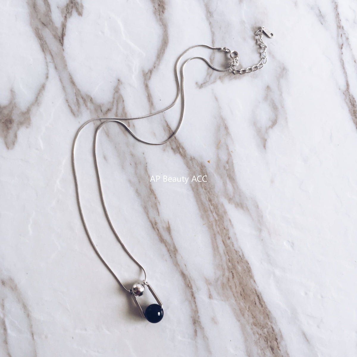 F관 - 925 실버 블랙 오닉스 목걸이 [B99] 25.10-1