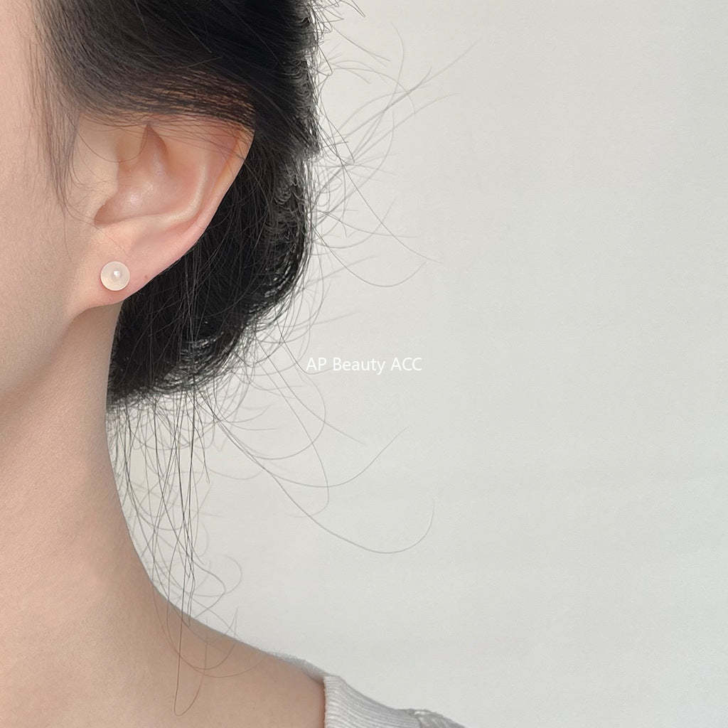 C관 - 백마노 천연석 은침 귀걸이 간결하고 고급스러운 귀걸이 [3828-3830] 24.04-3