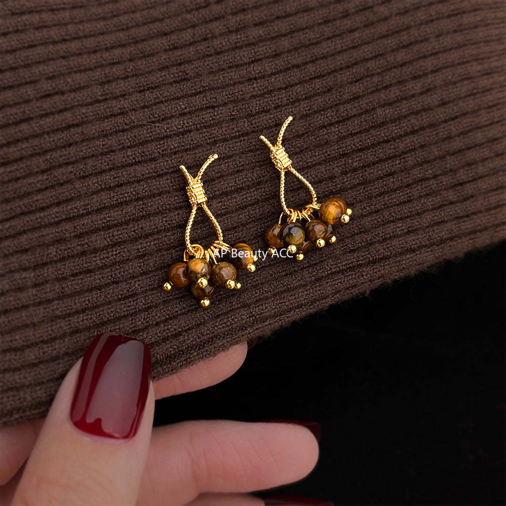 C관 - 호안석 매듭 핸드메이드 925 은침 귀걸이 [7146] 25.11-4