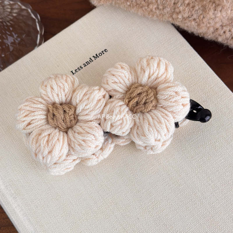 E관 - 레트로 니트 투 플라워 집게핀 [27628] 25.11-1