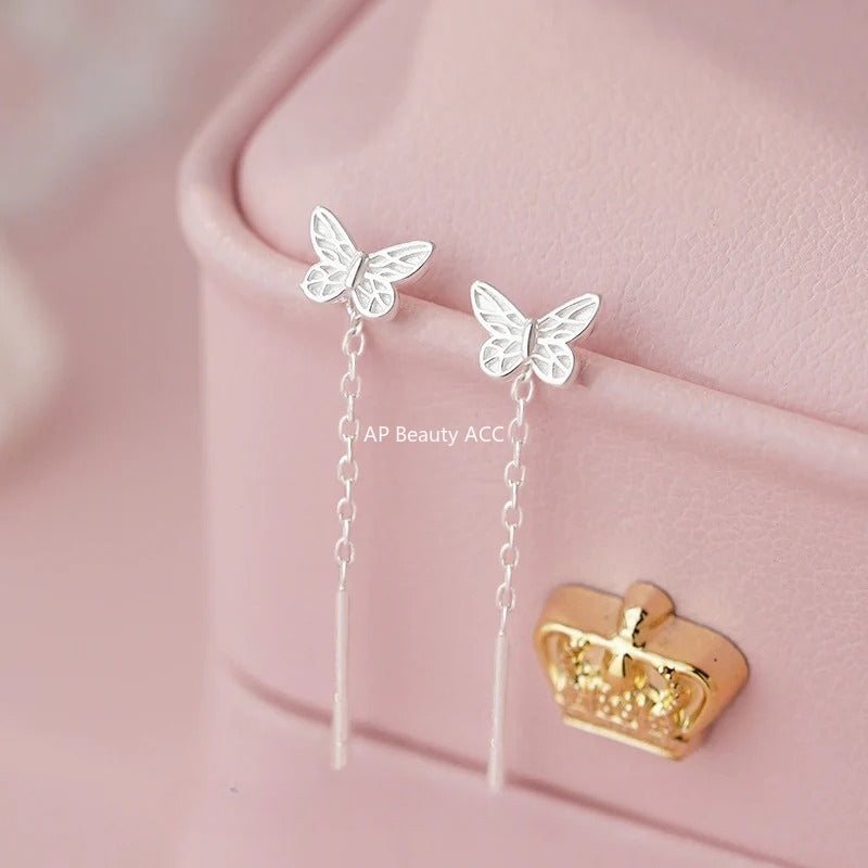 B관 - 999 실버 나비 U자형 드롭 피어싱 귀걸이 [YC2615E_1] 25.10-1