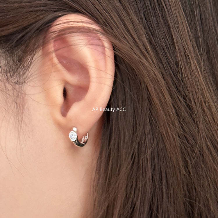 A관 - 원형 큐빅 925 은침 링 귀걸이 [EH-3522.SJ] 25.12-2