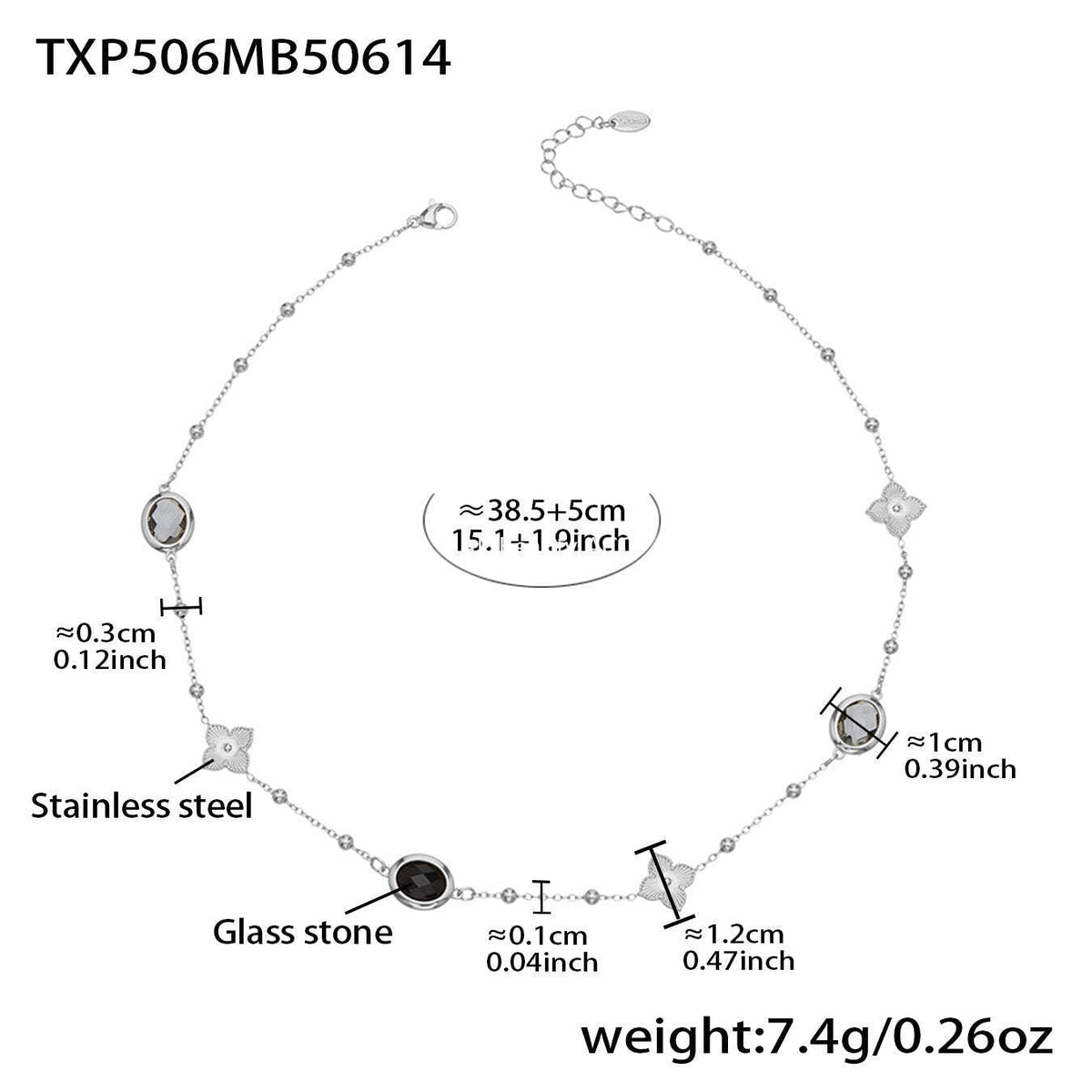 D관 - 스테인리스 스틸 타원형 컷팅 글라스 스톤 18K도금 목걸이 팔찌 귀걸이 [TXP506] 25.12-1
