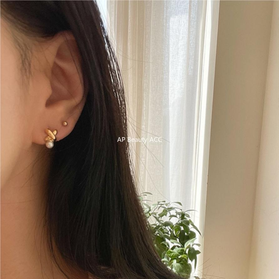 F관 - 925 실버 진주 크로스 모양 귀걸이 [C1058] 25.09-4