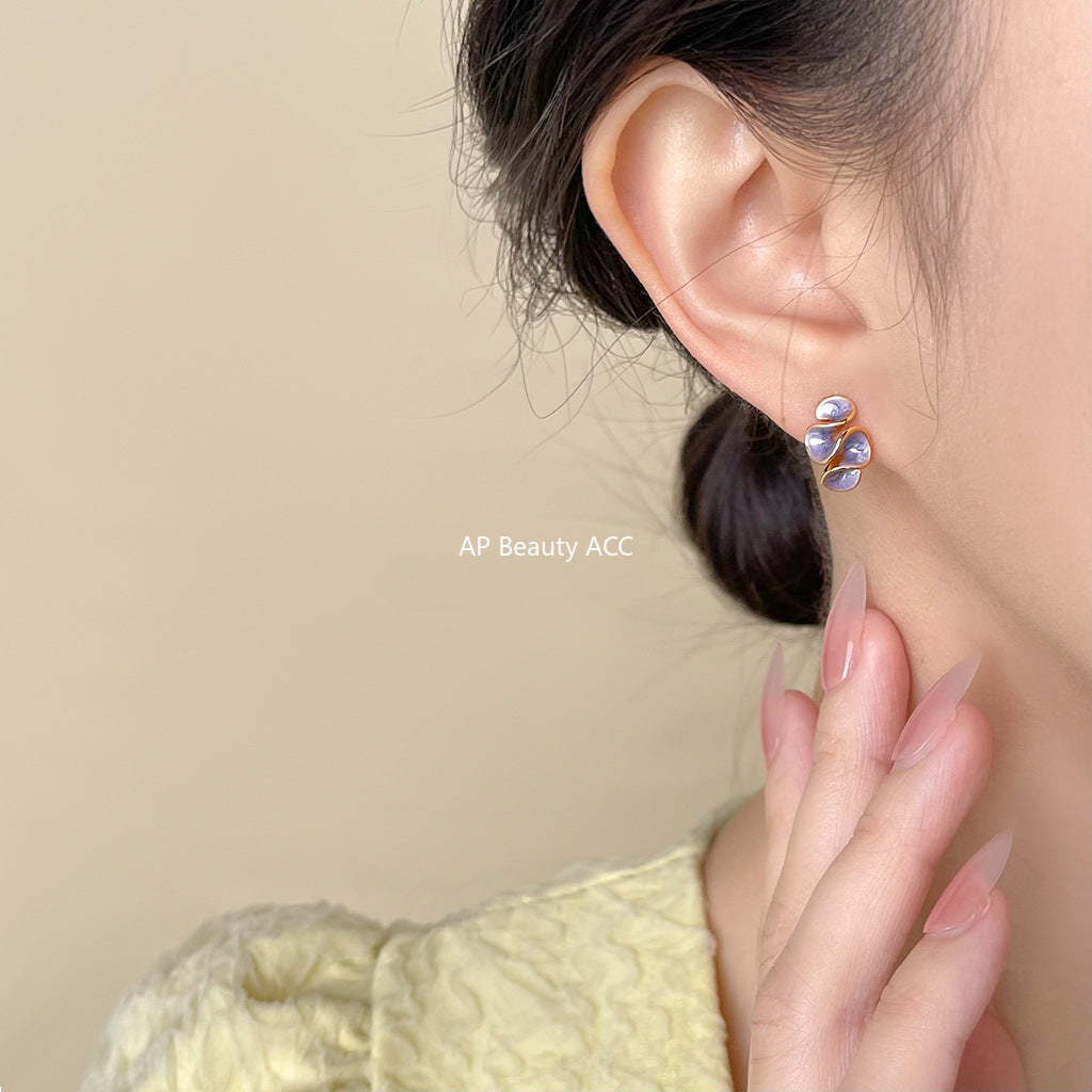 C관 - 14K 도금 오일코팅 입체 기하학 디자인 은침 귀걸이 [5934-5935] 25.04-4
