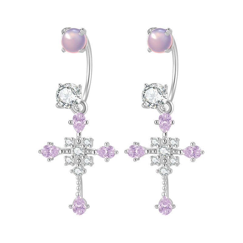 A관 - 큐빅 십자가 티타늄 스틸 귀걸이 [EH-4326] 25.12-2