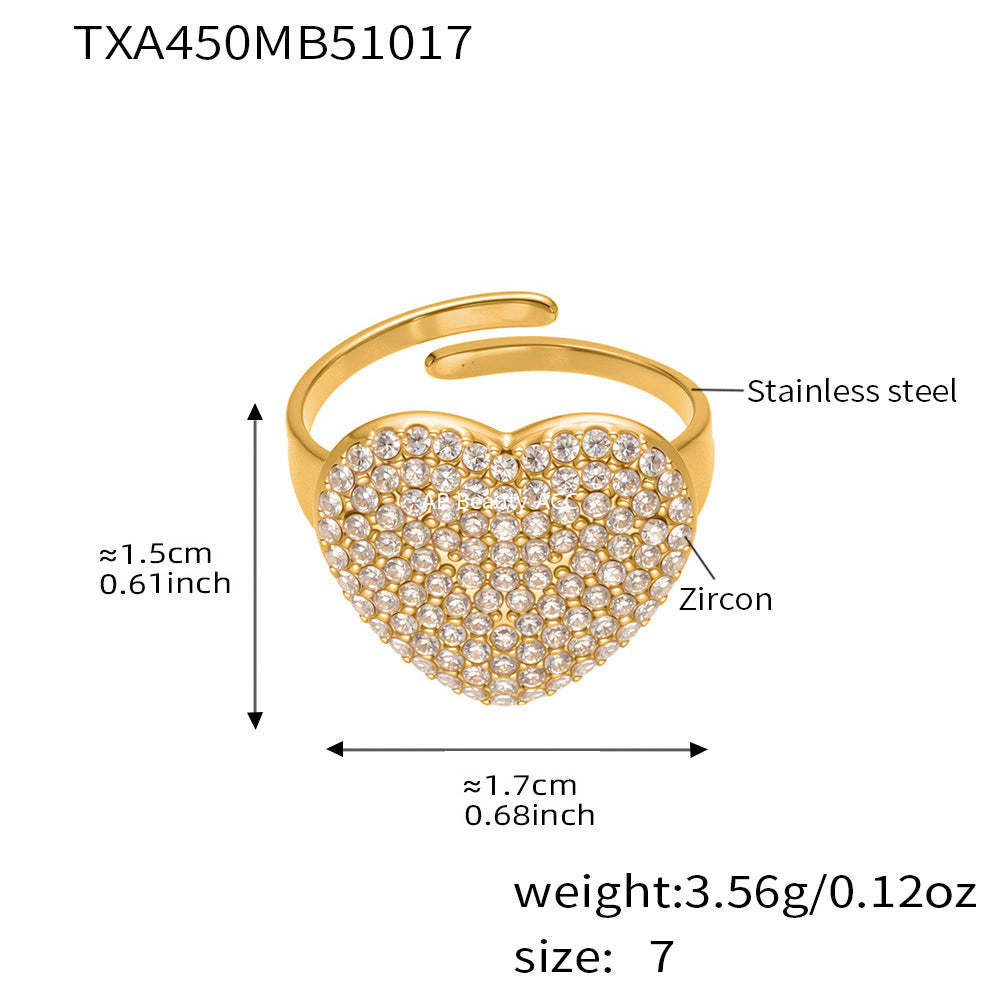D관 - 18K 도금 스테인리스 스틸 큐빅 왕관 하트 반지 귀걸이 목걸이 [TXP450] 25.10-4