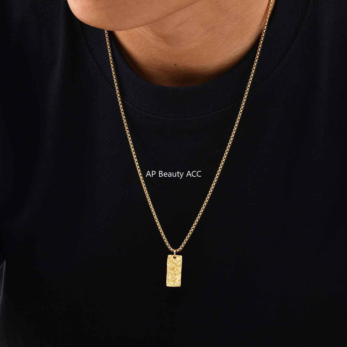 G관 - 스테인리스 직사각형 주름 펜던트 목걸이 [PN-2194] 25.11-1