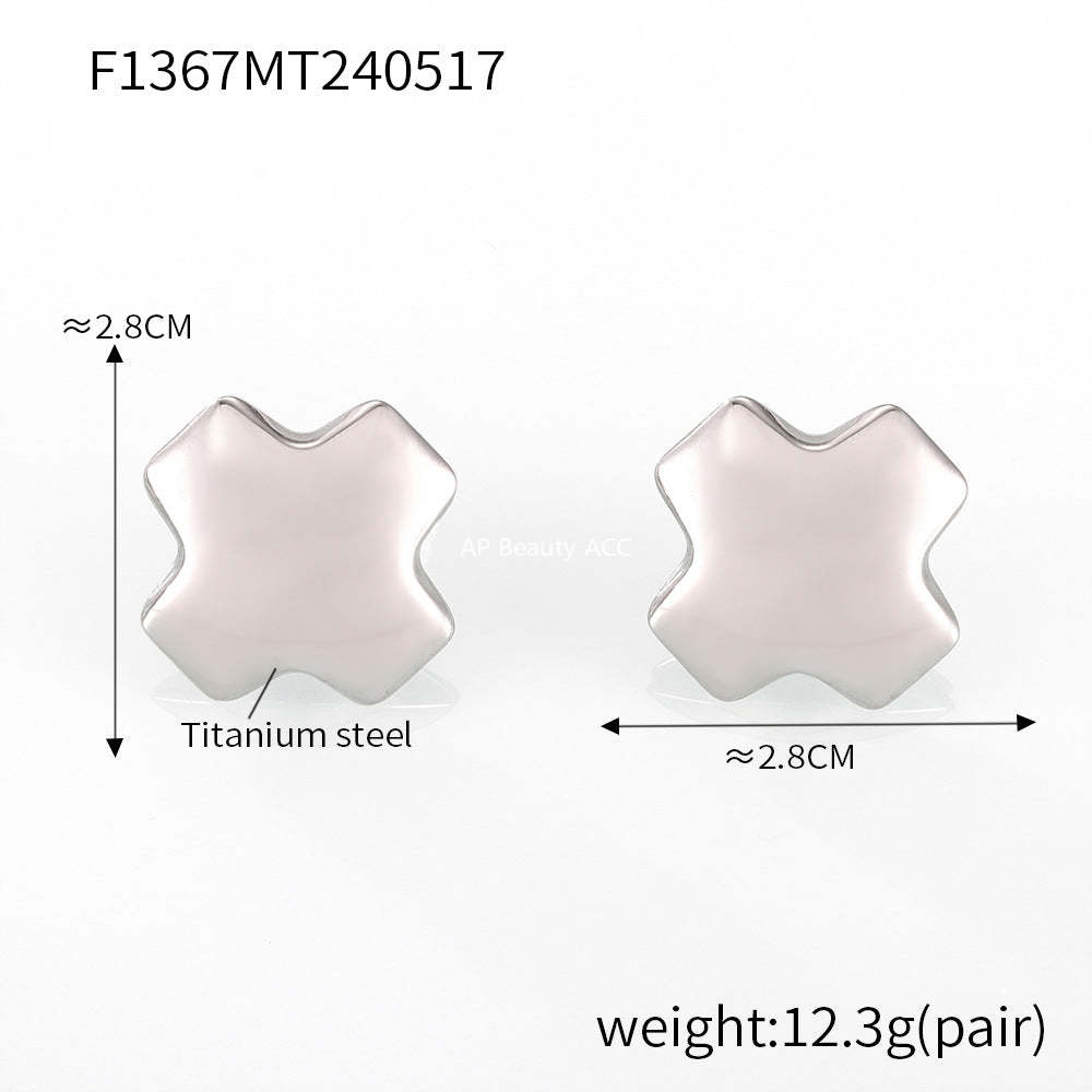 D관 - 스테인리스 스틸 18K 골드 도금 비정형 기하학 디자인 귀걸이 [F332] 24.12-4
