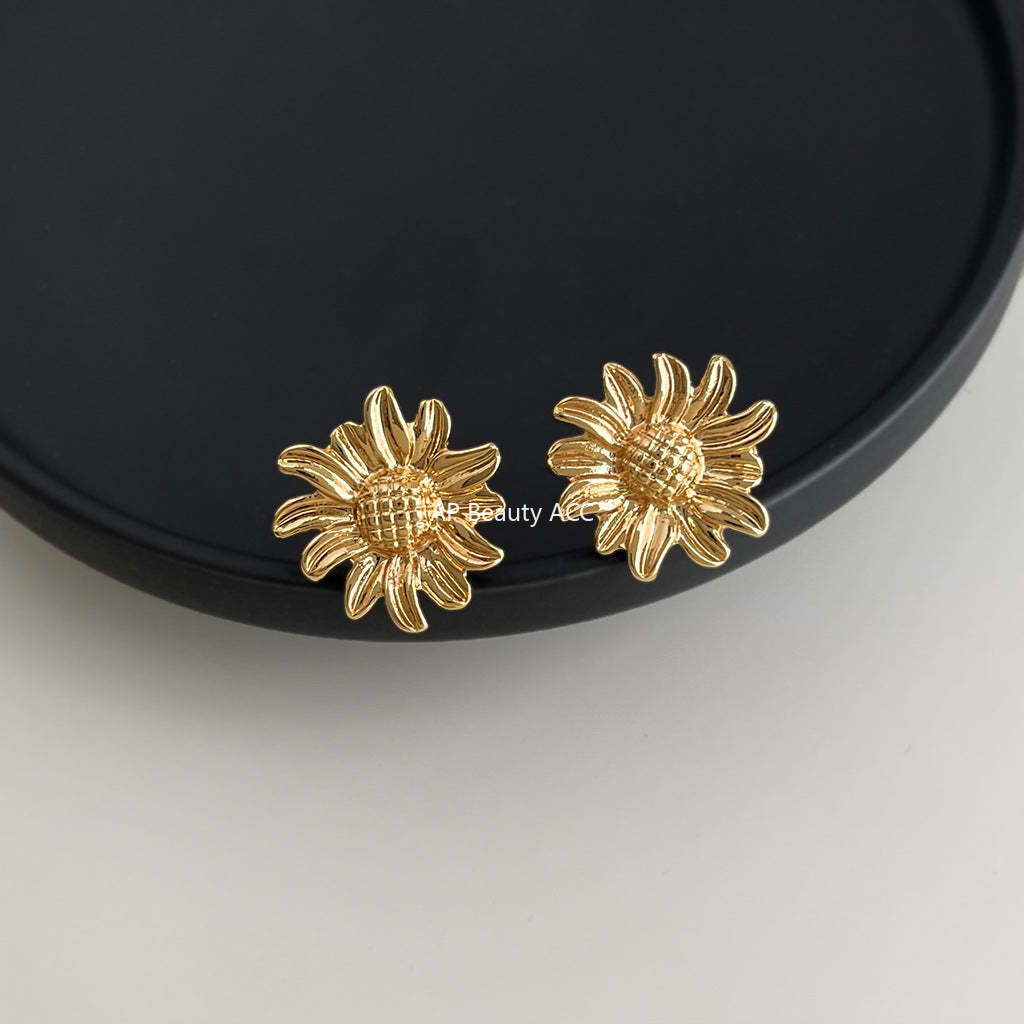 C관 - 플라워 해바라기 디자인 925 은침 귀걸이 [7100] 25.11-3