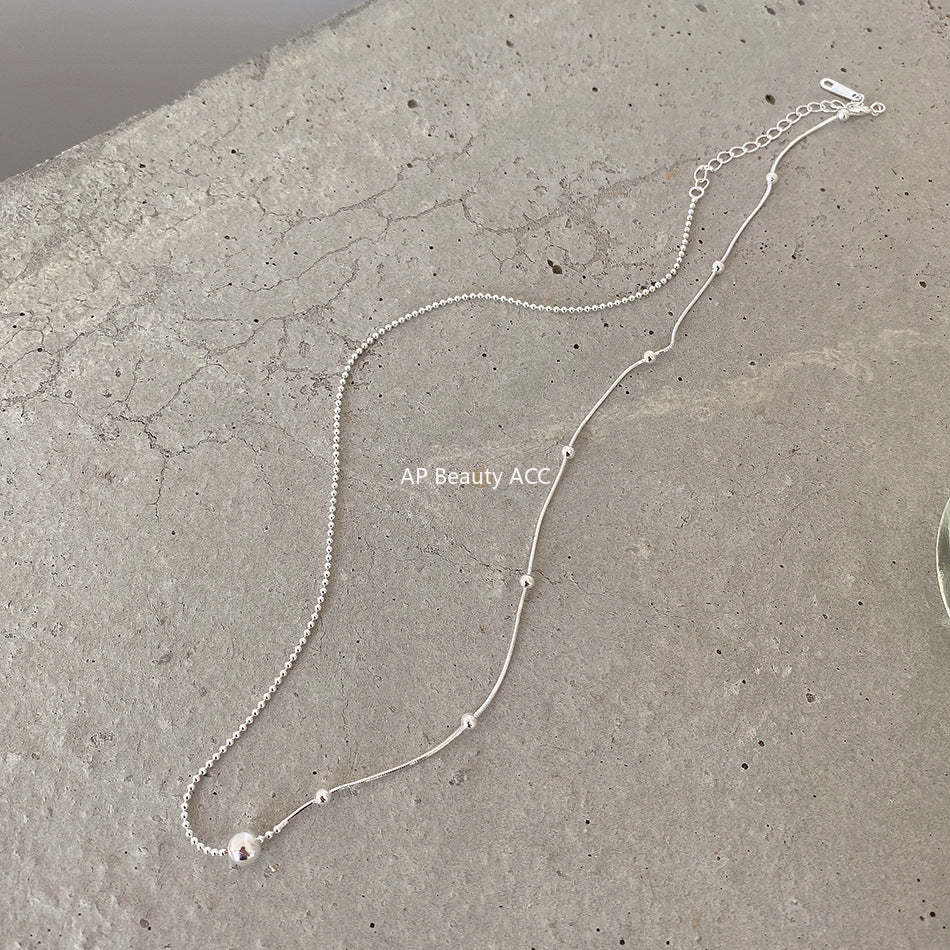 F관 - 925 실버 기하학적 뱀줄 원형 비즈 목걸이 [B888] 24.09-4