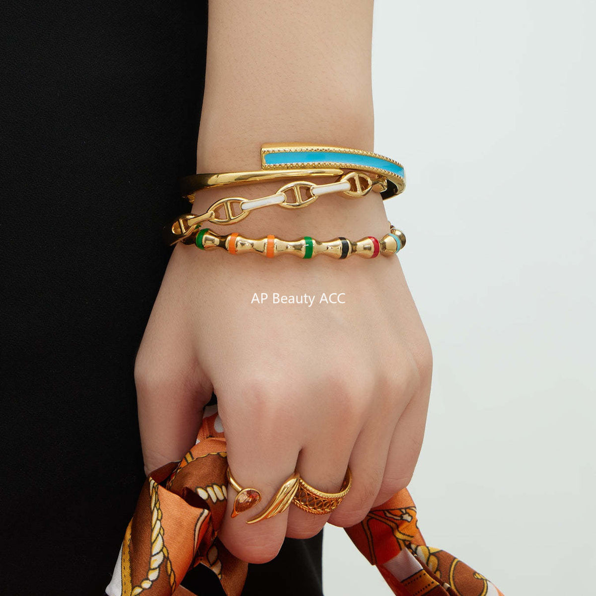 D관 - 스테인리스 스틸 18K 도금 버클 팔찌 [Z522-Z523-Z524] 25.12-3