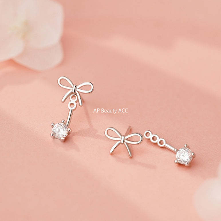 B관 - 925 실버 리본 큐빅 귀걸이 [YC2439E_1] 25.12-1