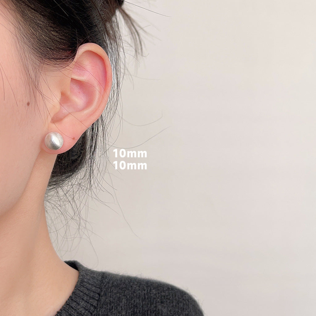 C관 - 실버 브러쉬 공 모양 심플한 데일리 귀걸이 [3536-3540] 24.01-2