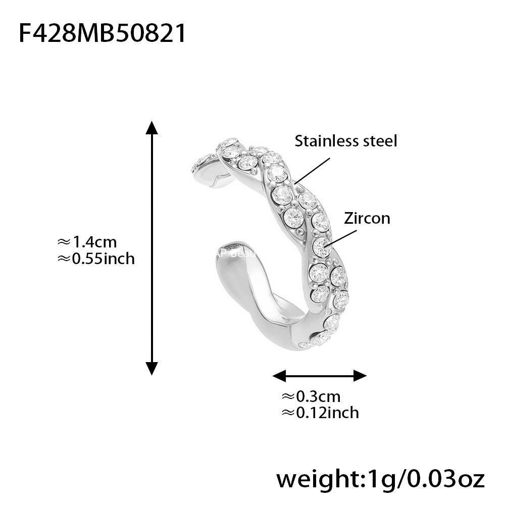 D관 - 스테인리스 스틸 트리플 레이어 큐빅 이어커프 귀걸이 [F428-F421] 25.08-5