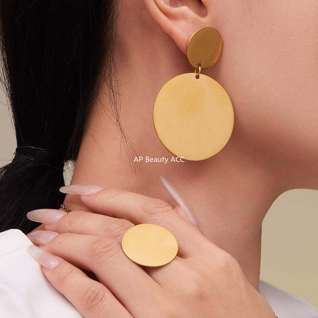 D관 - 스테인리스 18K 도금 원형 링 목걸이 귀걸이 반지 [TXP458] 25.10-5