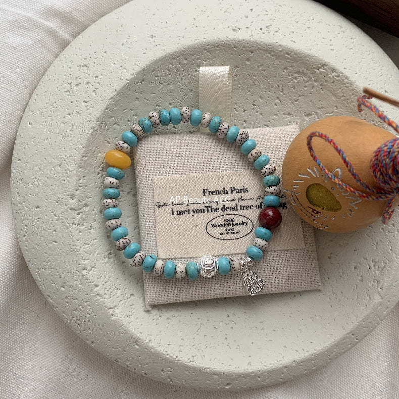 A관 - 925 실버 터키석 자금사 비즈 팔찌 [1529] 25.11-3